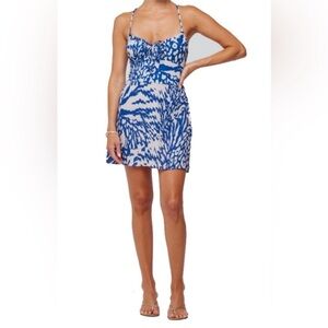 NWT RESA Juniper Mini Dress in Capri Tie Front Smocked Back - M